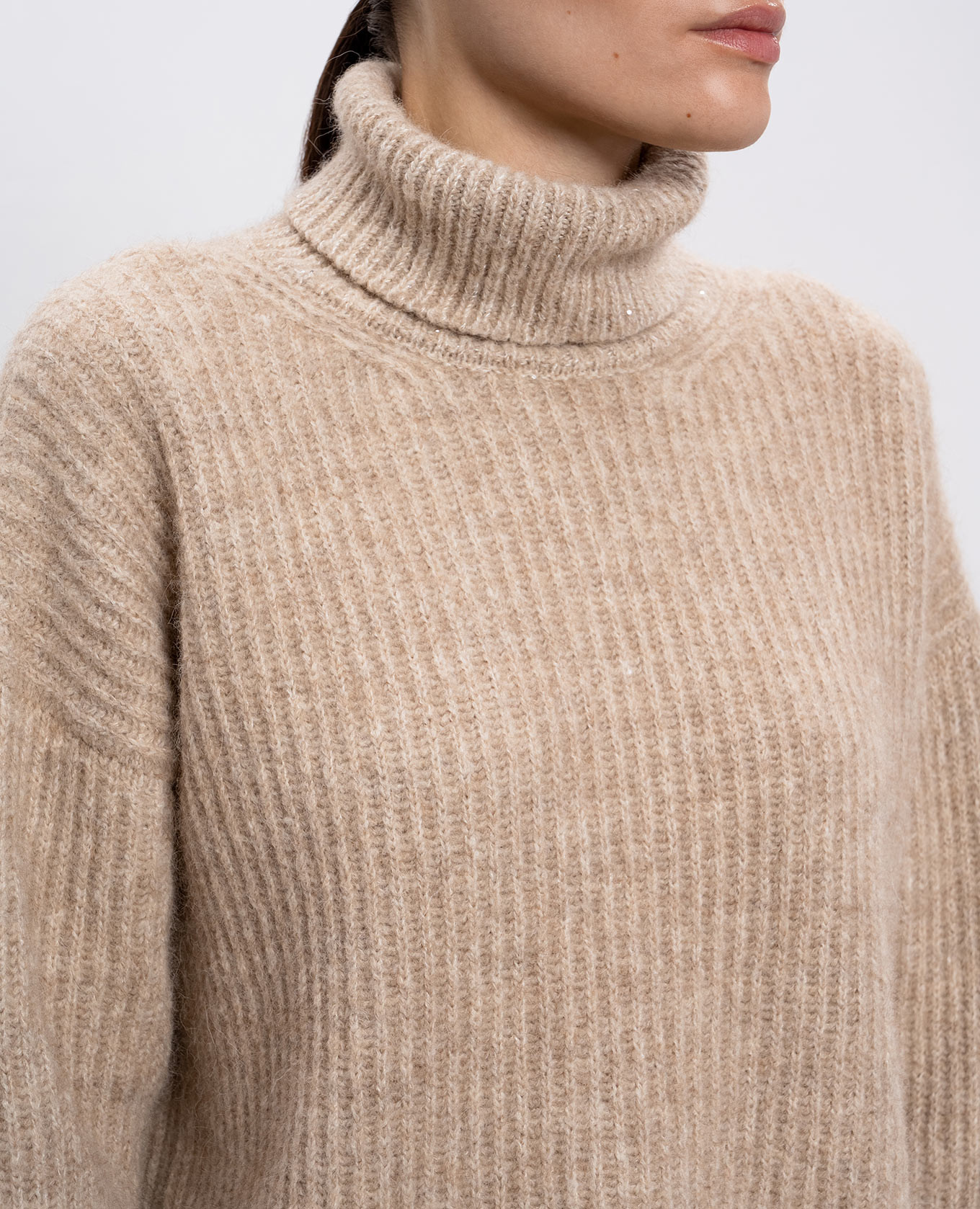 Beige alpaca wool sweater Peserico 5
