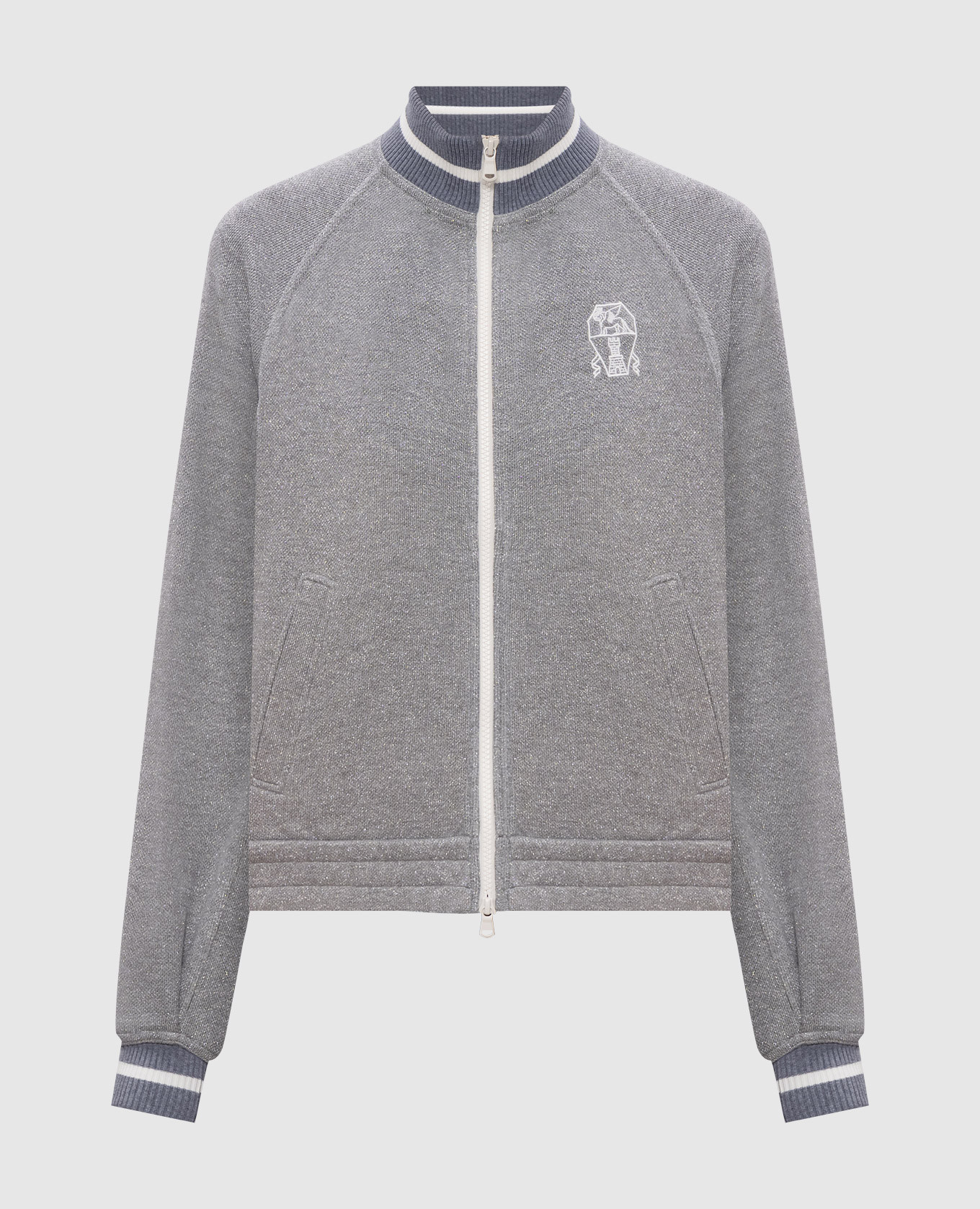 Grey sports jacket with logo emblem Brunello Cucinelli