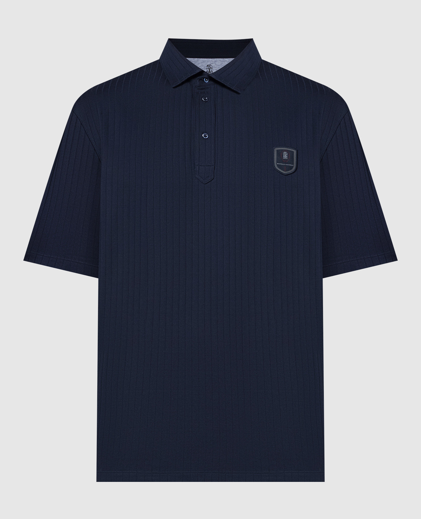 

Blue striped polo with logo patch Brunello Cucinelli