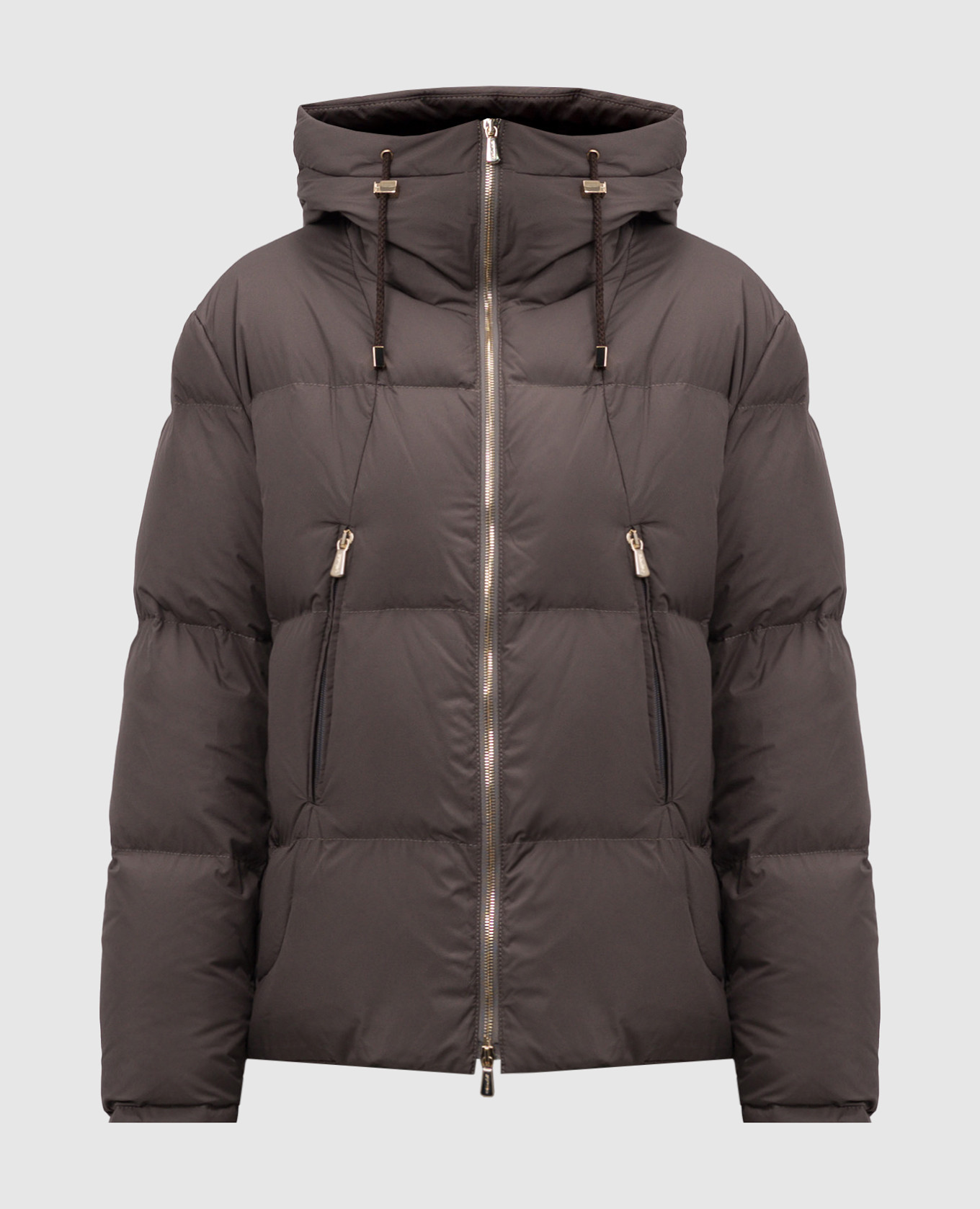 

Brown quilted down jacket with a hood Enrico Mandelli