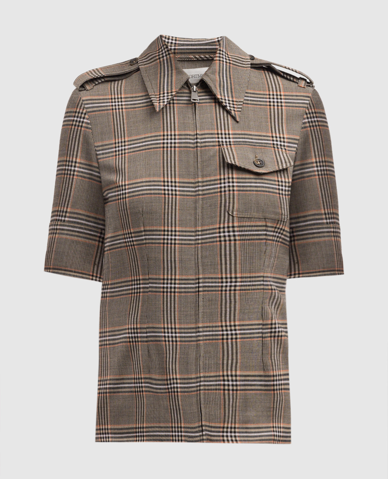 

Brown PIRANIA shirt with checkered wool Max Mara Sportmax