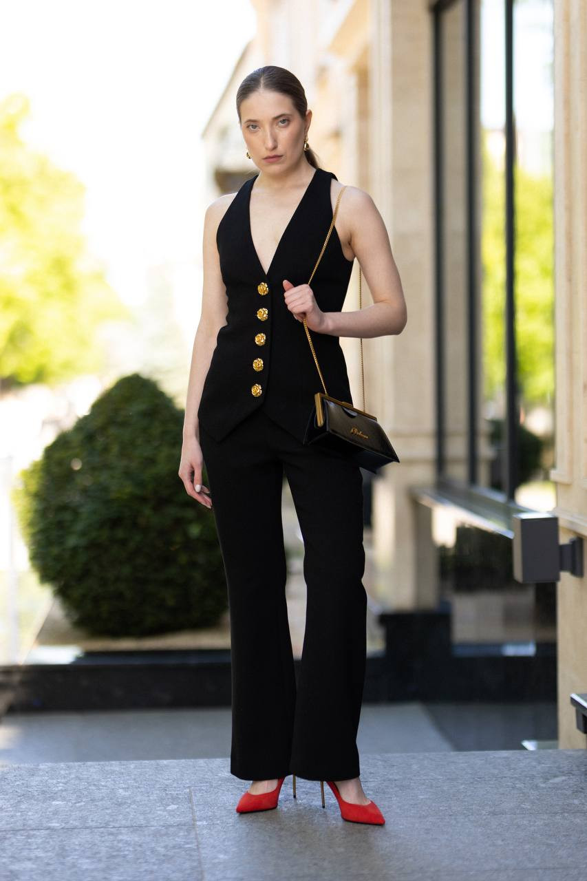 

Black wool flared pants Balmain