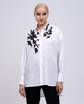 Dolce&Gabbana White long shirt with lace patches F5T39TGDB8O