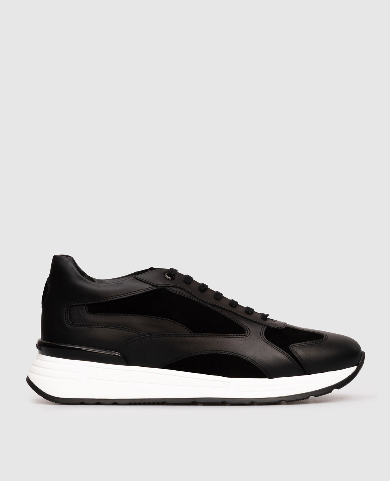 Black leather sneakers with textured monogram logo Stefano Ricci