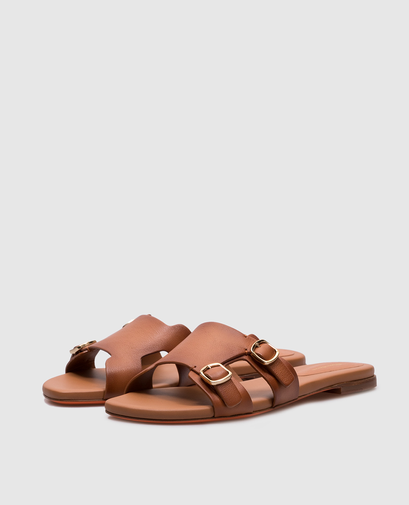 

Brown leather flip-flops with gradient effect Santoni