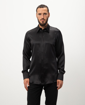 Dolce&Gabbana Black Martini shirt made of silk G5JL8TFU1AU