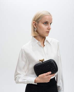 Bottega Veneta Black leather minodier with intreccio weaving 717622V01D1