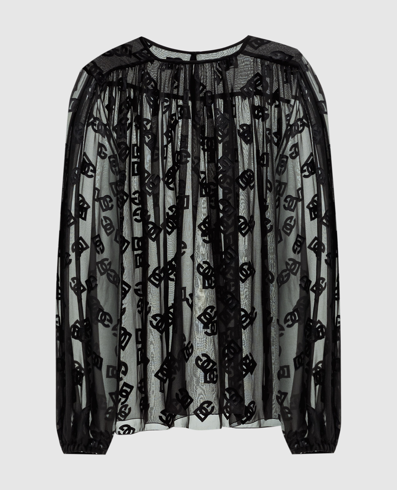 

Black Devoré blouse with DG logo monogram pattern silk Dolce&Gabbana