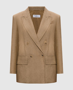 Max Mara GERLA brown double-breasted linen jacket GERLA