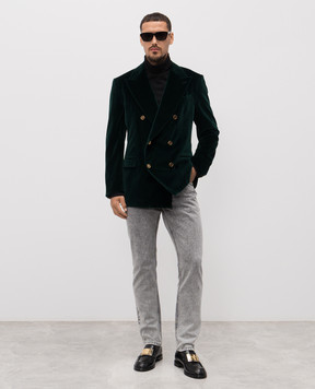 Dolce&Gabbana Sicilia green double-breasted velvet jacket G2TV8TFUVKR