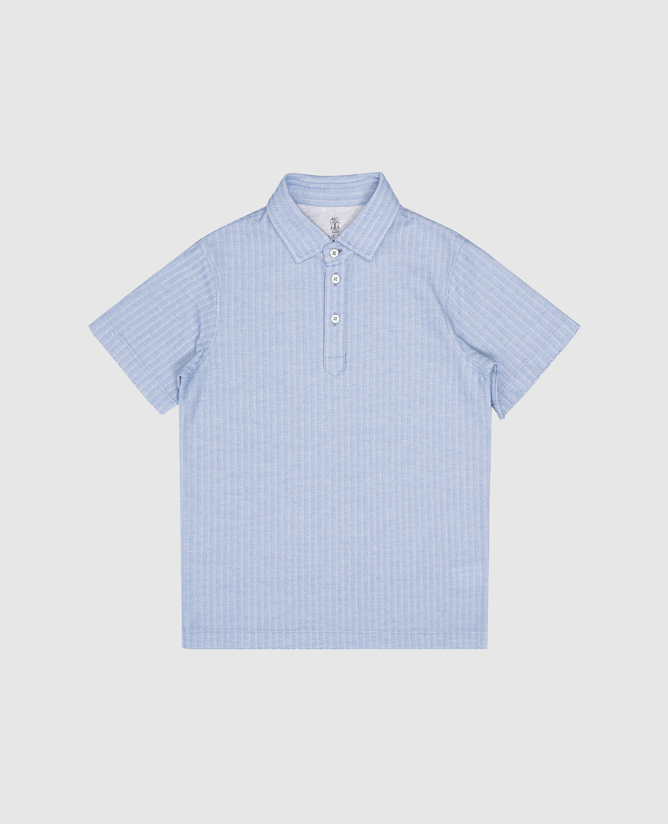 Children's blue polo in a woven pattern brunello cucinelli
