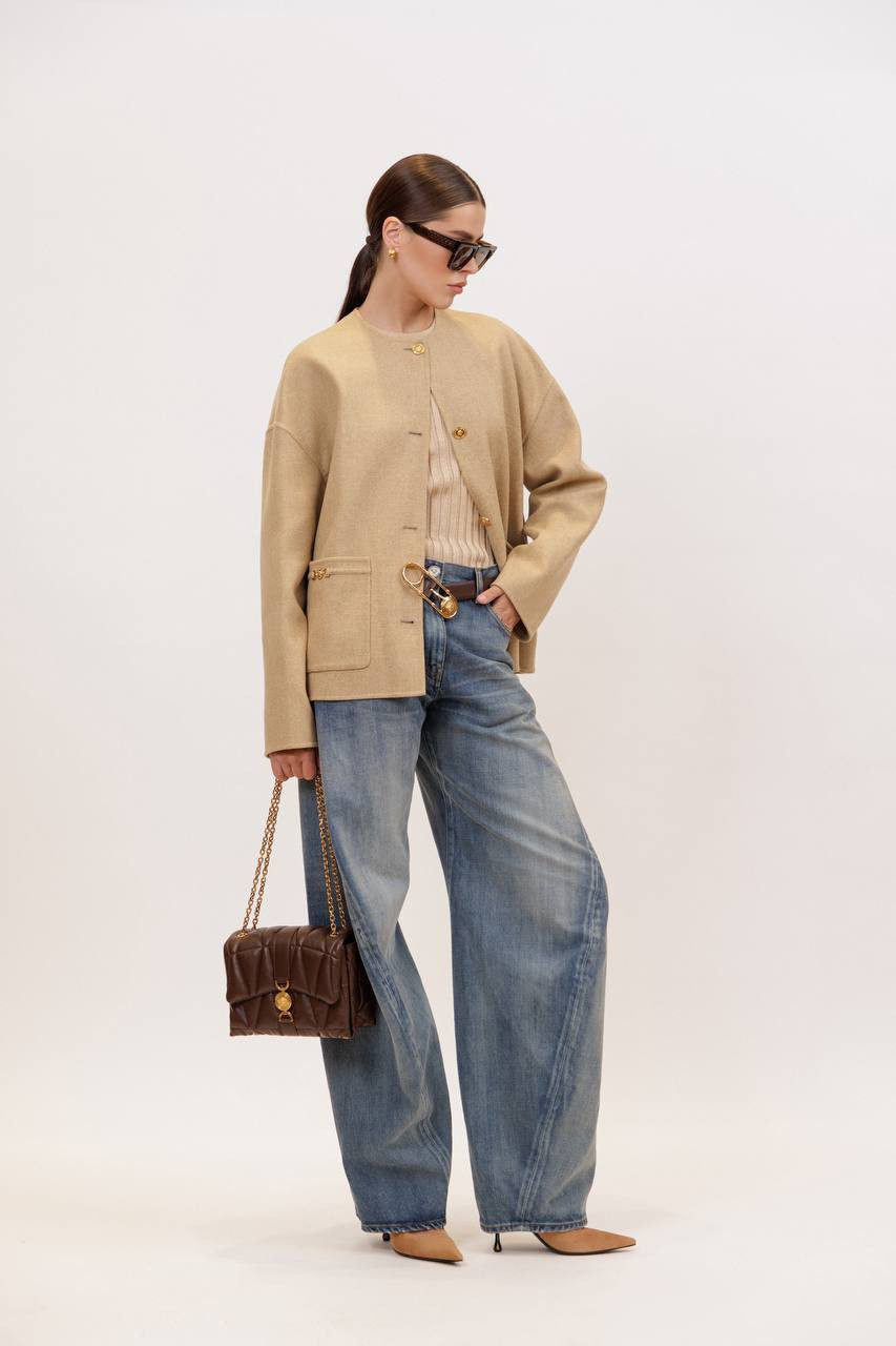 Beige ribbed jumper with lurex Versace 5