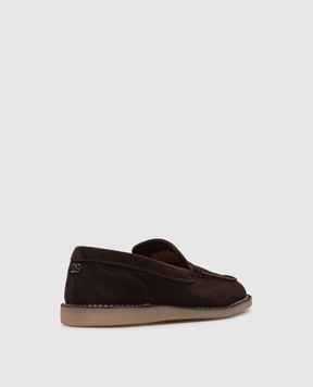 Dolce&Gabbana Brown suede loafers with monogram logo A50593AS707