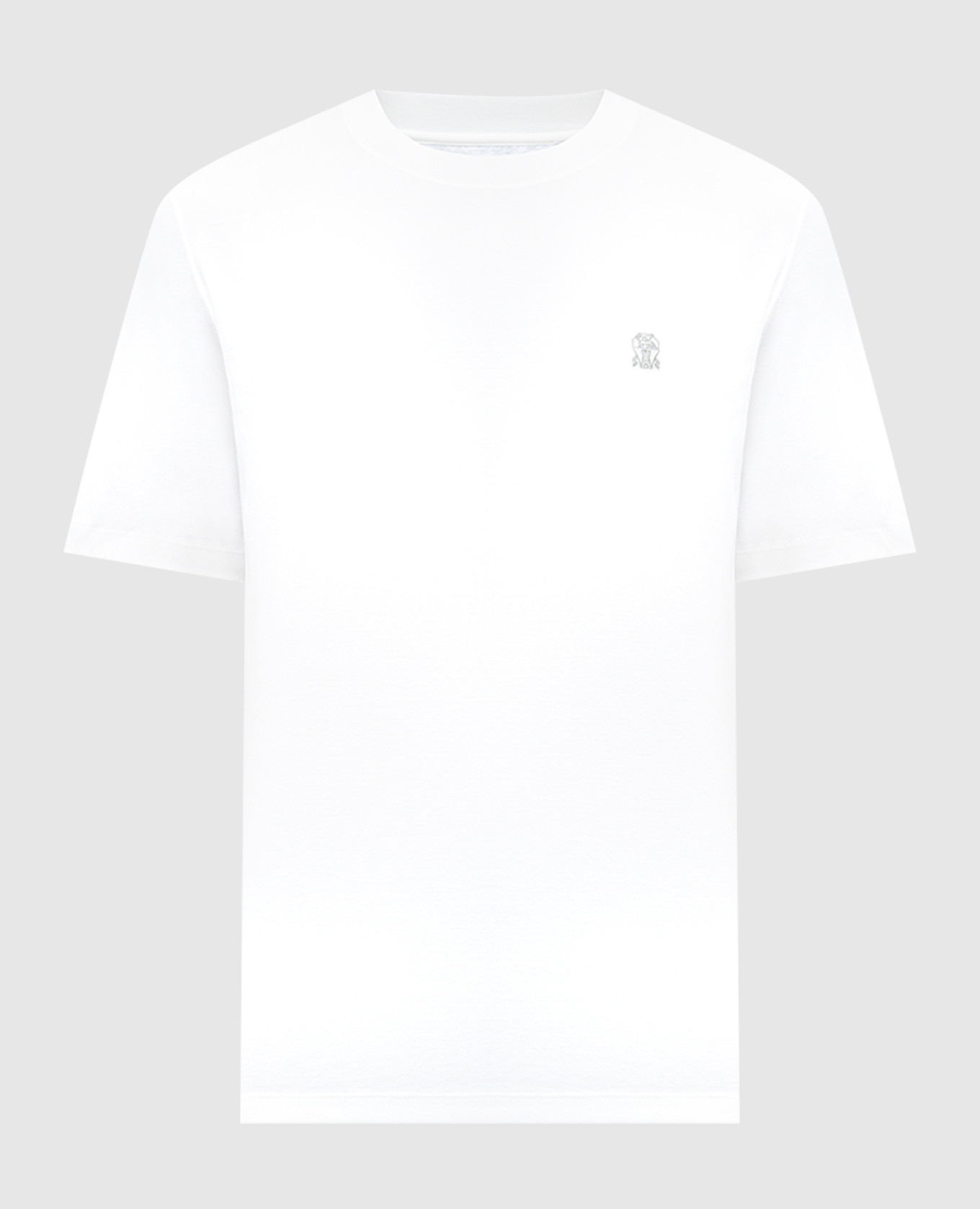 

White T-shirt with embroidered logo emblem Brunello Cucinelli