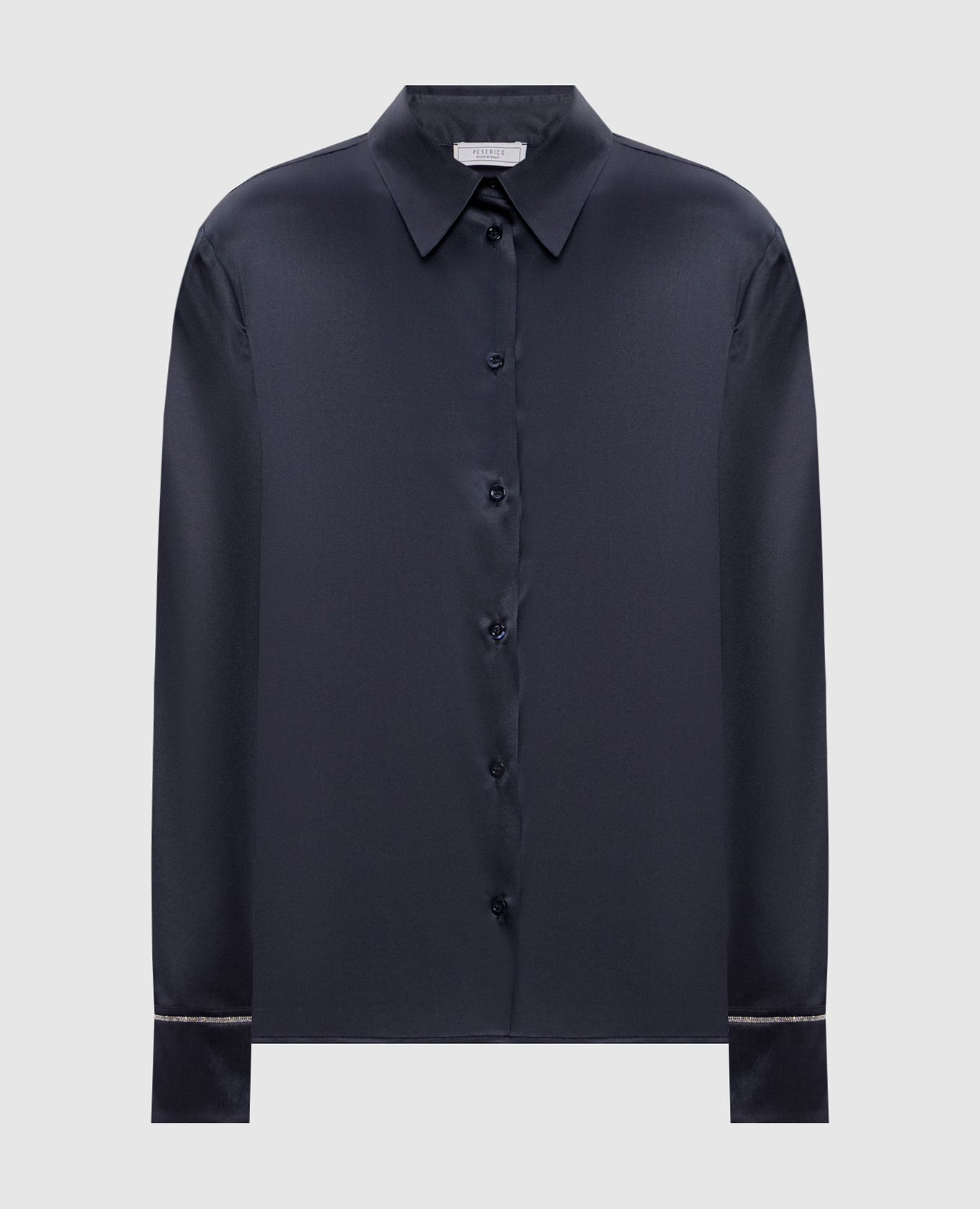 Blue silk blouse with monil chain Peserico