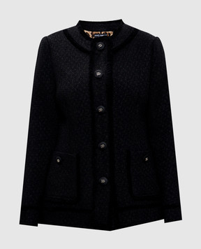 Dolce&Gabbana Black wool tweed jacket with metallic DG logo F2940TGDCLW