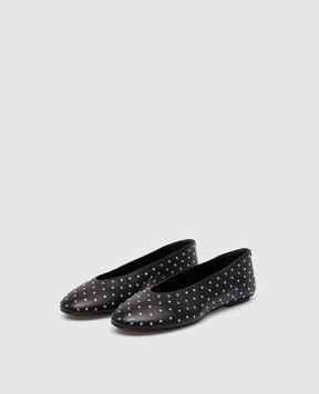 Sergio Rossi ARC black leather ballet flats with crystals B09220MFL140