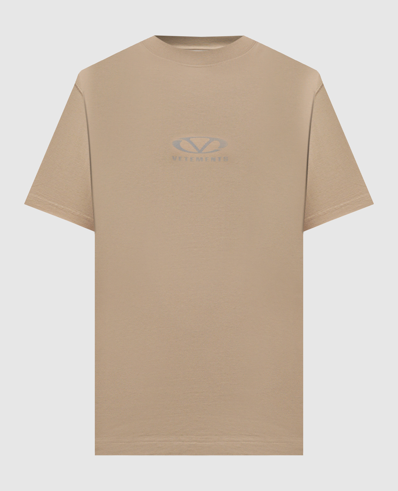 Khaki t-shirt with reflective logo print vetements