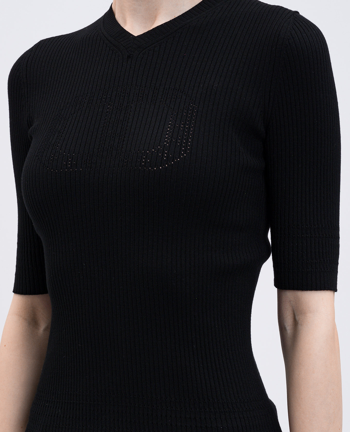 Black ribbed top with logo Twinset 4