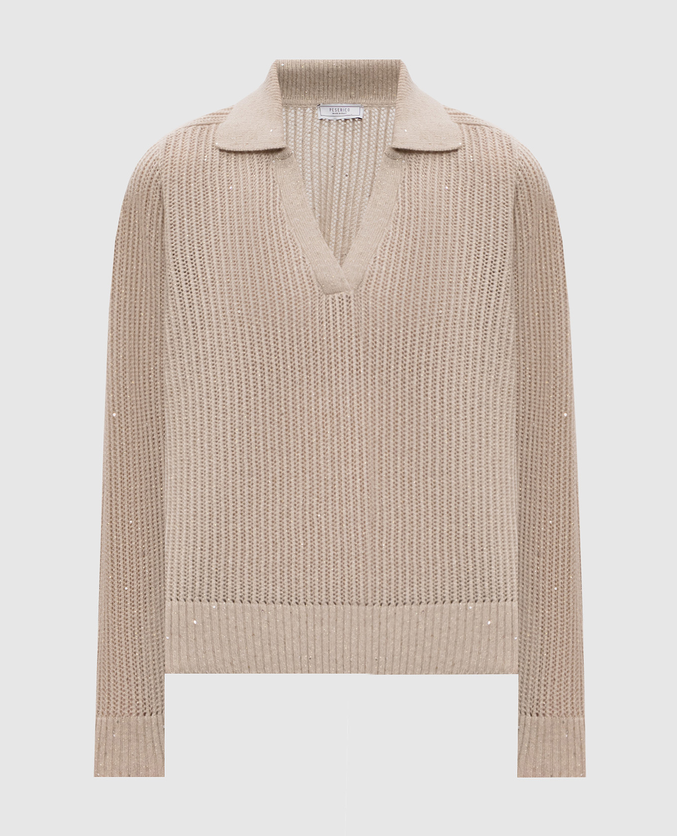 Beige wool and cashmere sweater with sequins Peserico