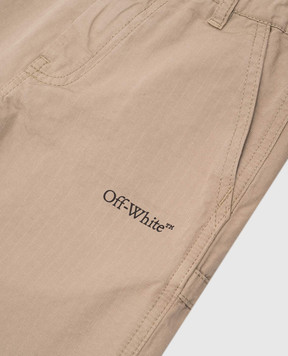 Off-White Children's khaki shorts with logo print OBCB00BS25FAB001