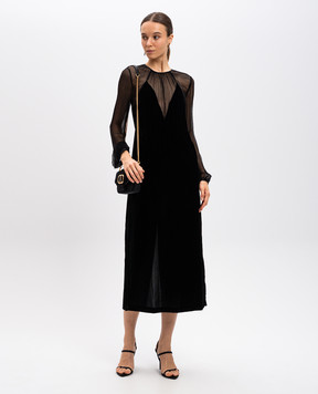 Twinset Black velvet dress with metallic Oval T logo 242TT2180