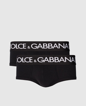 Dolce&Gabbana A set of black briefs with a contrasting logo M9D69JONN97