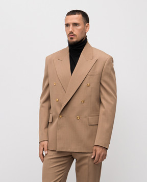 Versace Brown double-breasted wool jacket 10215281A15433