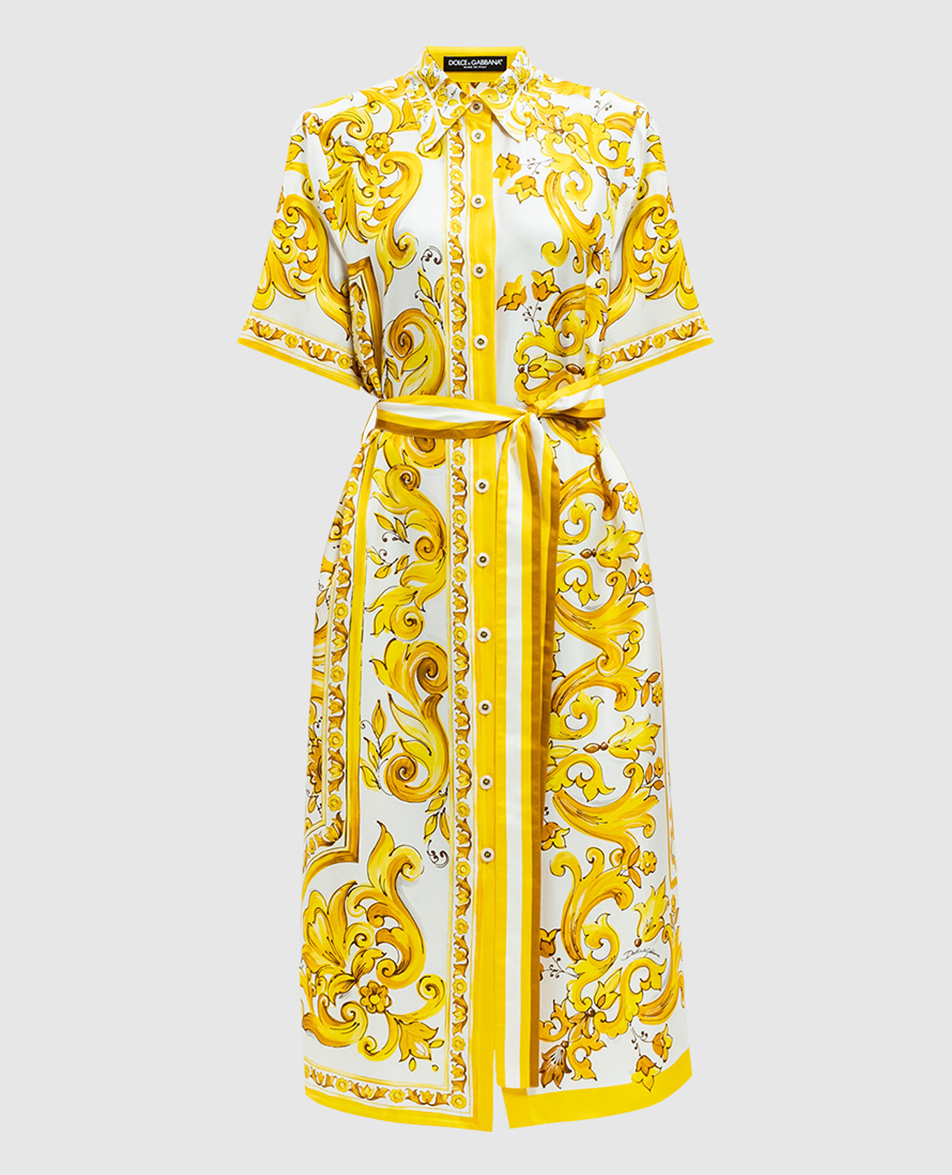 

White majolica print silk shirt dress Dolce&Gabbana