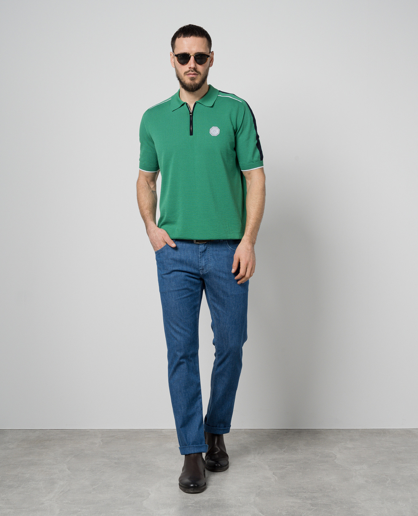 

Blue jeans with logo patch Stefano Ricci
