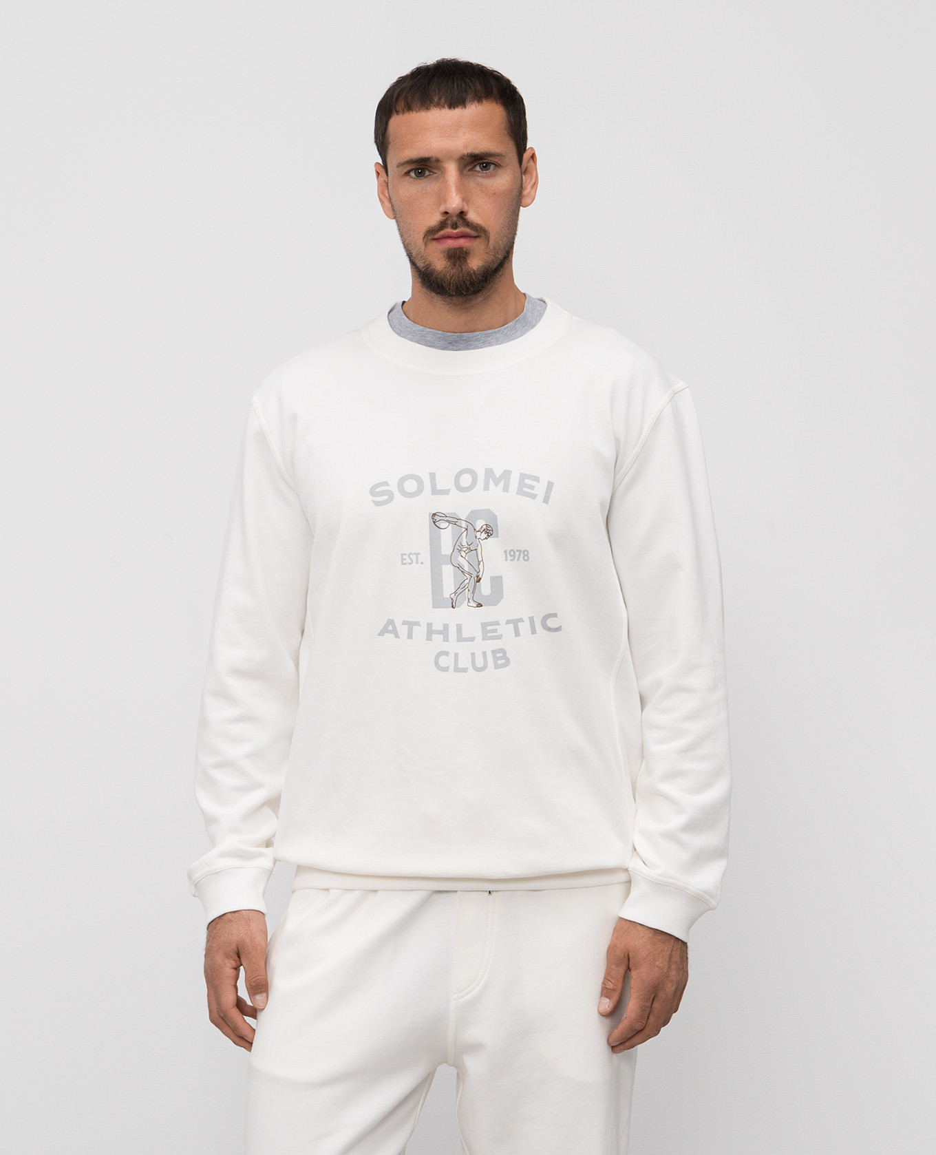 

White sweatshirt with branded print Brunello Cucinelli