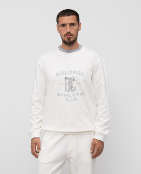 Brunello Cucinelli White sweatshirt with branded print MW8633380G
