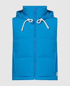 Yves Salomon Army Blue quilted down vest 24EFG01455B01W