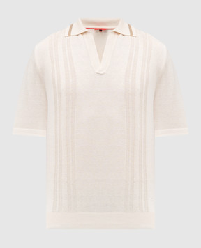ISAIA Beige silk polo shirt with logo emblem MG8336Y0498