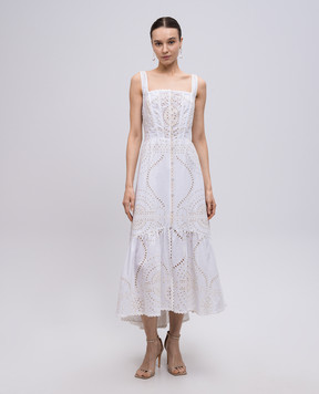 Charo Ruiz Greba white linen dress with embroidery 254613