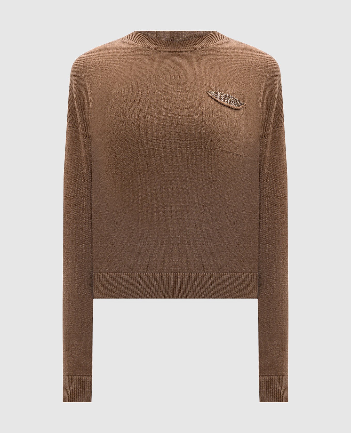 

Brown wool, silk and cashmere jumper with monil chain Peserico