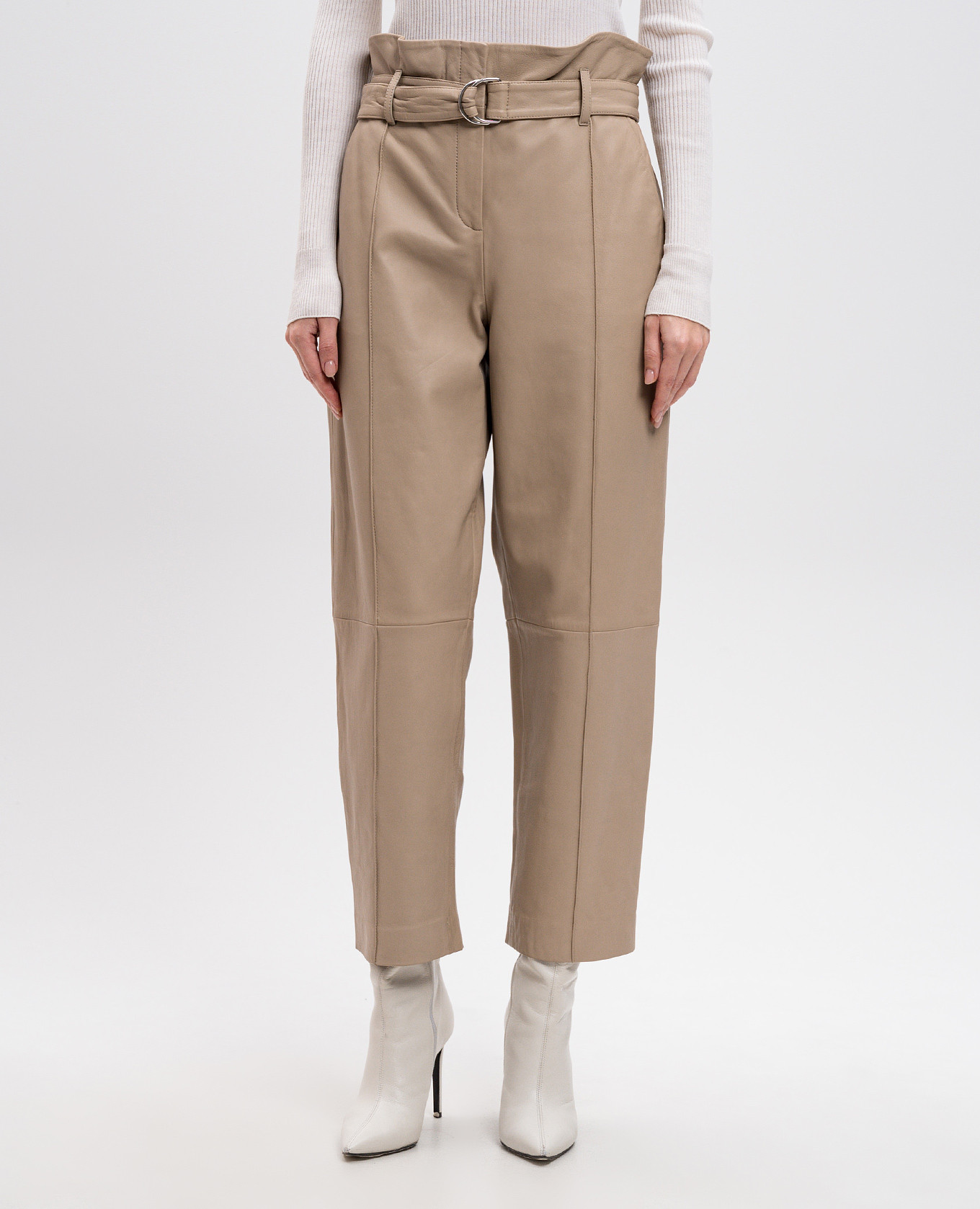Light beige leather trousers Yves Salomon 3