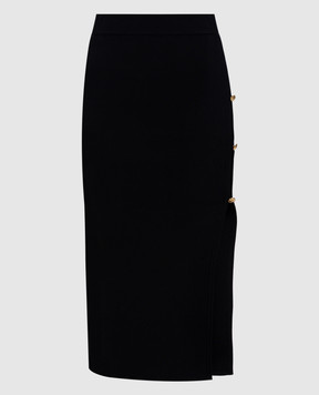 Versace Jeans Couture Black midi skirt with figure cuts 77HAEMB1CM61H