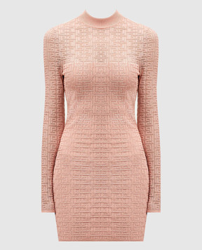 Balmain Pink dress in textured pattern PB Labyrinth DF1R8029KG96