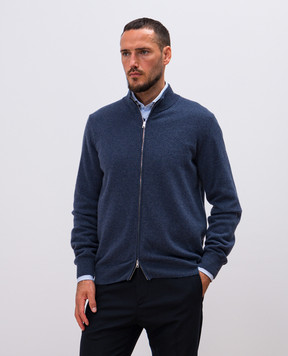 Cashmere&Whiskey Blue melange cashmere cardigan MU8671312341R