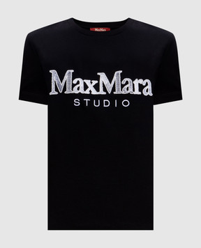 Max Mara Black WON T-shirt with logo embroidery WON