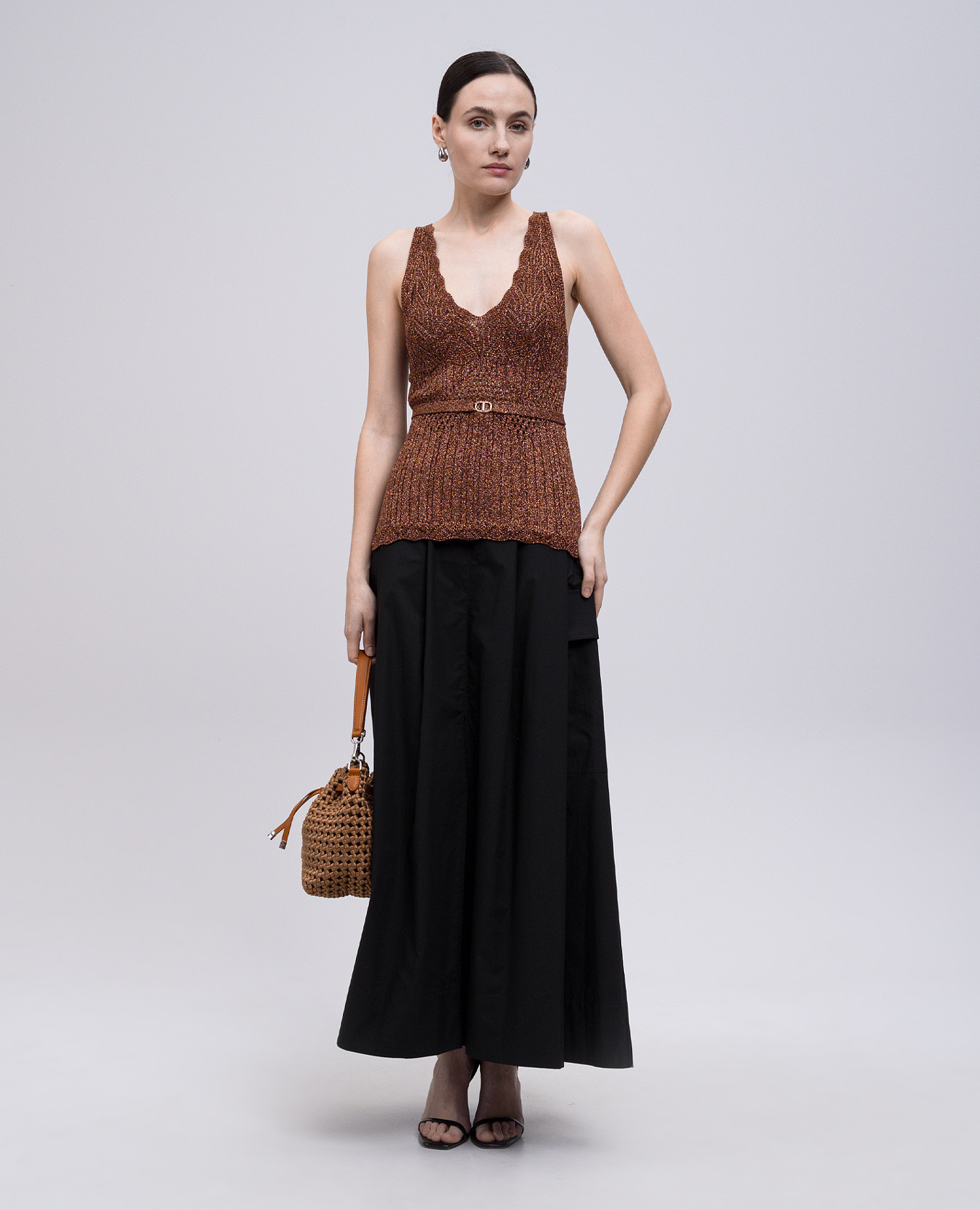 Black maxi skirt with slit Twinset 2