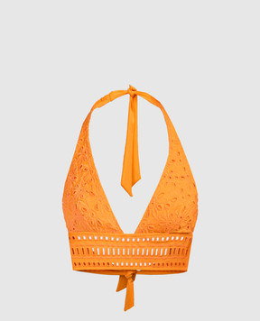 Ermanno Scervino Orange swimsuit bodice with floral embroidery D444Y720OKF