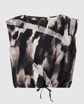 Twinset Top with ties in an abstract print 241AP2506