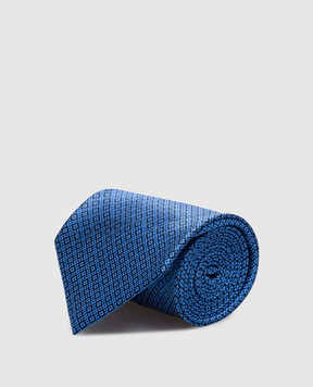Stefano Ricci Blue tie made of silk with a crystal pattern CXDD53085