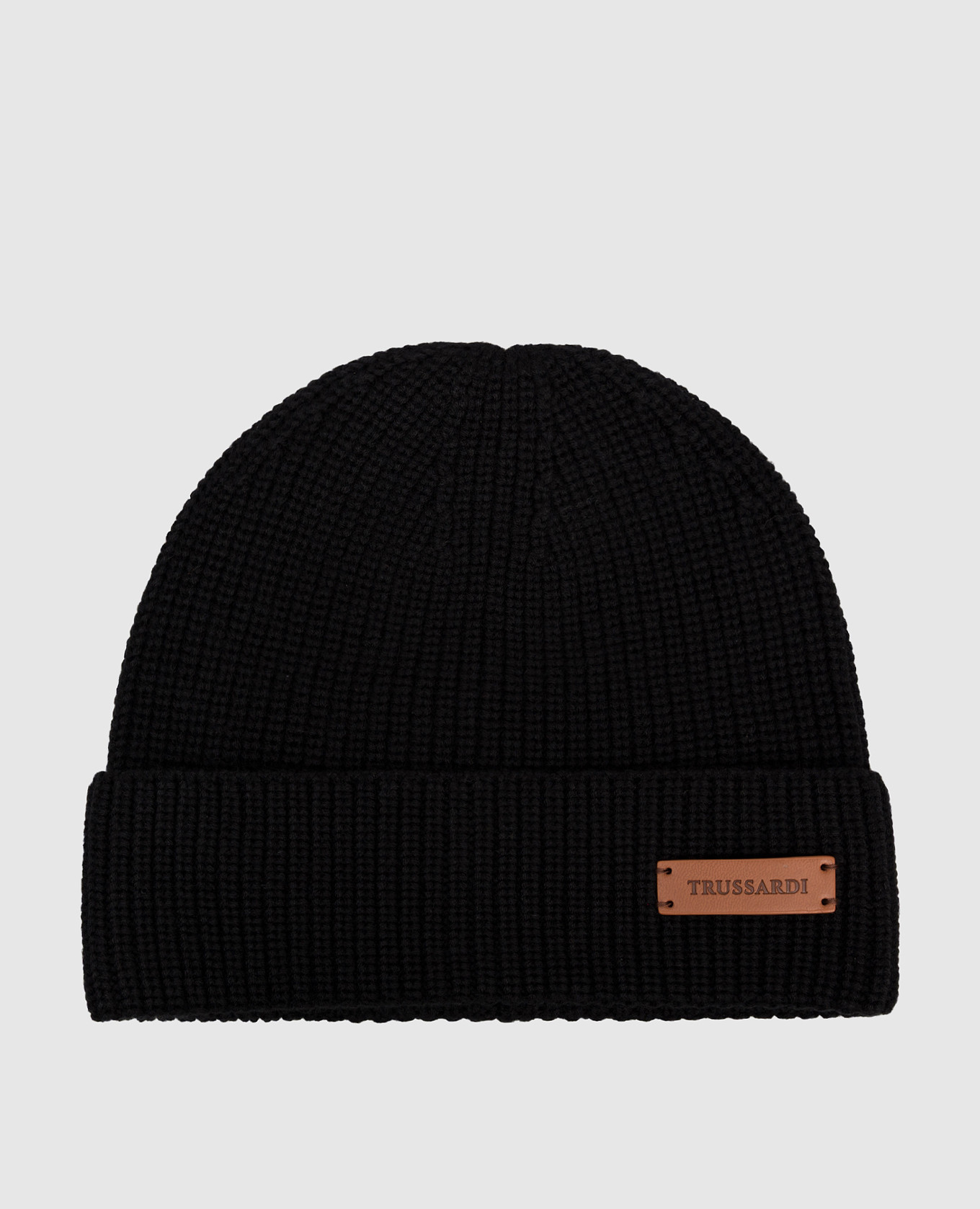 Black wool hat with logo Trussardi
