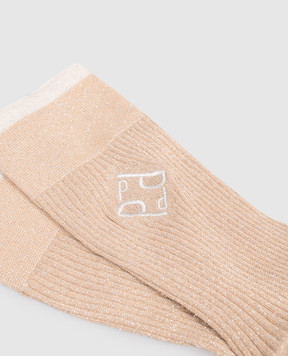 Peserico Beige socks with embroidered logo S41066C0RCC693