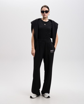 Dolce&Gabbana Black t-shirt with DG logo and crystals F8N08ZG7B3U