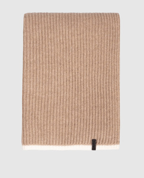 Brunello Cucinelli Beige cashmere scarf with monil chain M12504989
