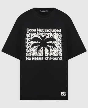 Dolce&Gabbana Black t-shirt with textured banana tree print G8RI4TG7K7N